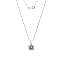 Sterling Silver & Cubic Zirconia Round Pendant Necklace