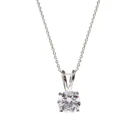 Sterling Silver & Cubic Zirconia Round Pendant Necklace