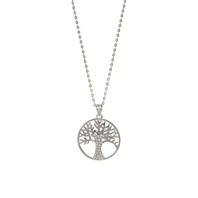 Collier à pendentif à médaillon de l'arbre de vie en argent sterling avec cristaux