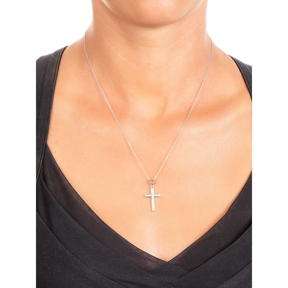 Sterling Silver & Cubic Zirconia Cross Pendant Necklace