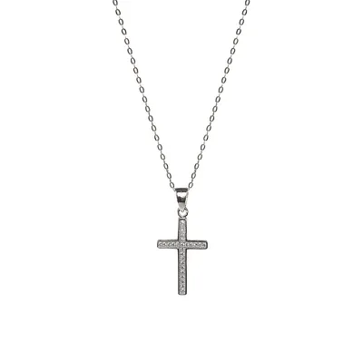 Sterling Silver & Cubic Zirconia Cross Pendant Necklace