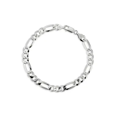 Men's Sterling Silver Small Figaro Link Bracelet - 8.5-Inch