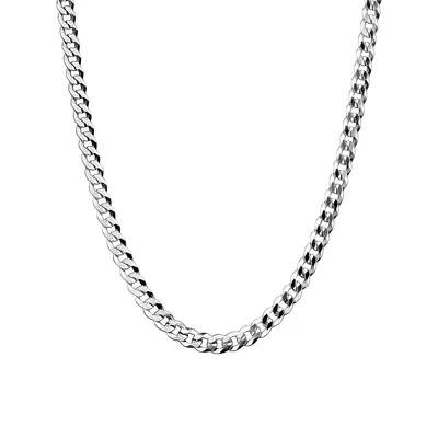 Italian Sterling Silver Light Flat Curb-Link Chain Necklace