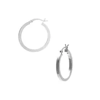 Sterling Silver Square Tube Hoop Earrings/1"