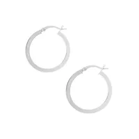 Sterling Silver Square Tube Hoop Earrings/1"