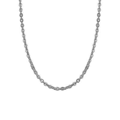 Italian Silver Hammered Cable Chain Necklace