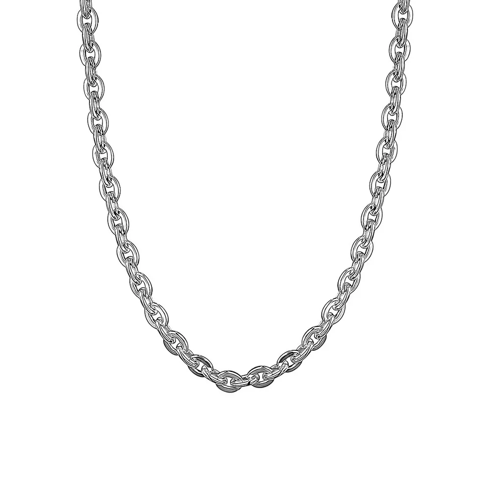 Italian Silver L. Hammered Cable Chain Necklace