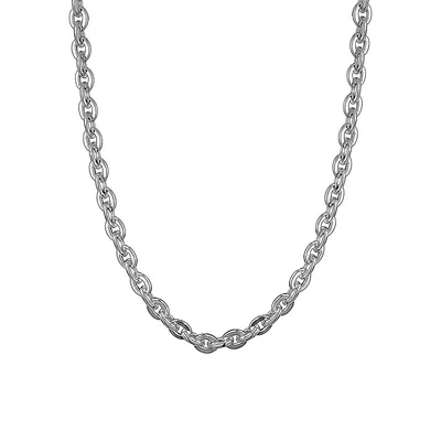 Italian Silver L. Hammered Cable Chain Necklace