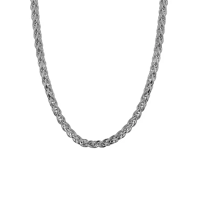 Italian Silver Woven Wheat Chain Necklace