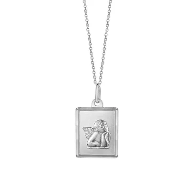 Italian Sterling Silver Angel Medallion Necklace