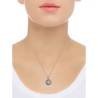 Lux Sterling Silver & Rainbow Cubic Zirconia Halo Pendant Necklace
