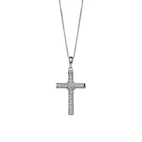 Lux Sterling Silver Large Cubic Zirconia Cross Pendant Necklace