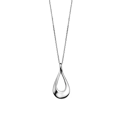 Sterling Silver High-Polished Swirl Pendant Necklace