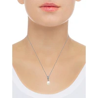 Collier à pendentif ovale en argent sterling avec perle d'eau douce de 9 X 7 mm