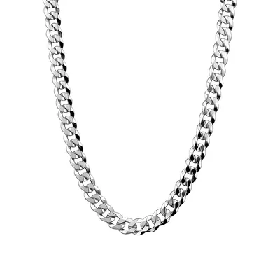Men's Sterling Silver Medium Curb-Link Chain Necklace - 24-Inch