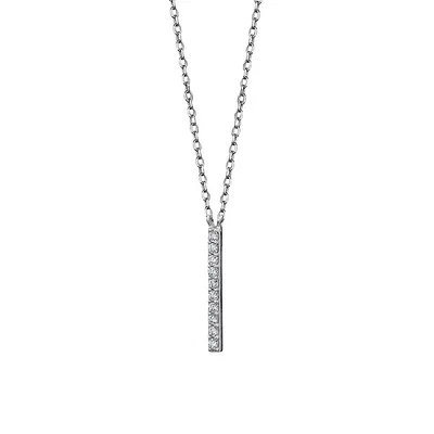 Sterling Silver & Cubic Zirconia Pavé Stick Necklace