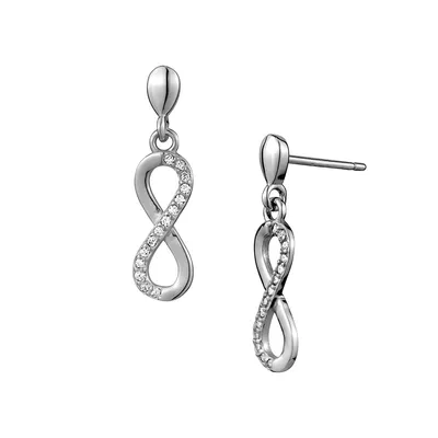 Sterling Silver Cubic Zirconia Infinity Drop Earrings