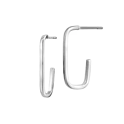 Sterling Silver Modern Square Hoop Earrings