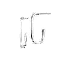 Sterling Silver Modern Square Hoop Earrings