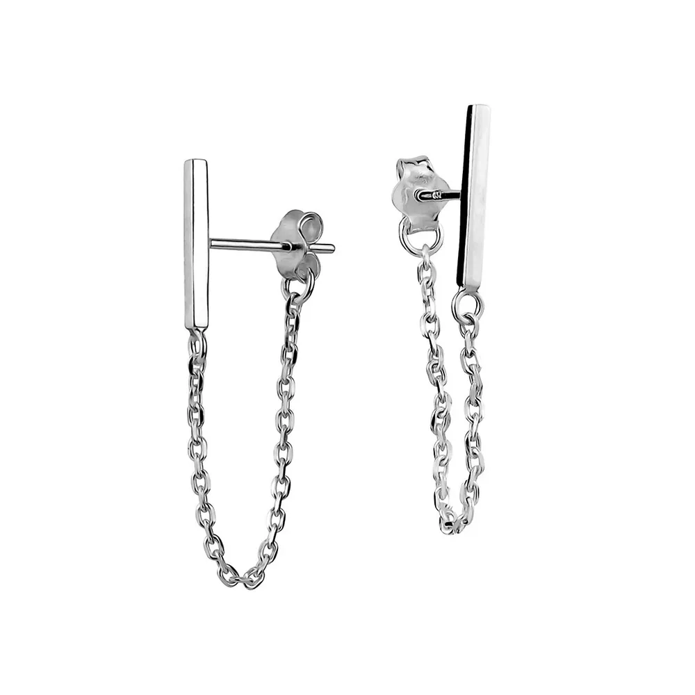 Sterling Silver Bar & Chain Earrings