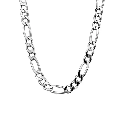 Men's Serling Silver Large Figaro Link Chain Necklace - 20-Inch
