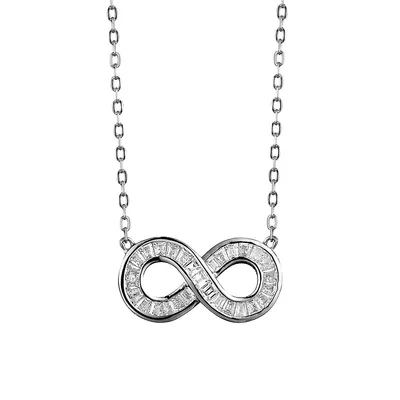 Sterling Silver & Cubic Zirconia Baguette Infinity Necklace