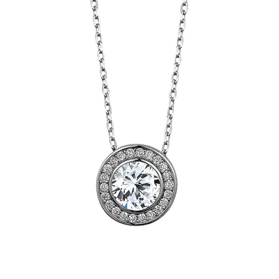Sterling Silver & Cubic Zirconia Slider Pendant Necklace