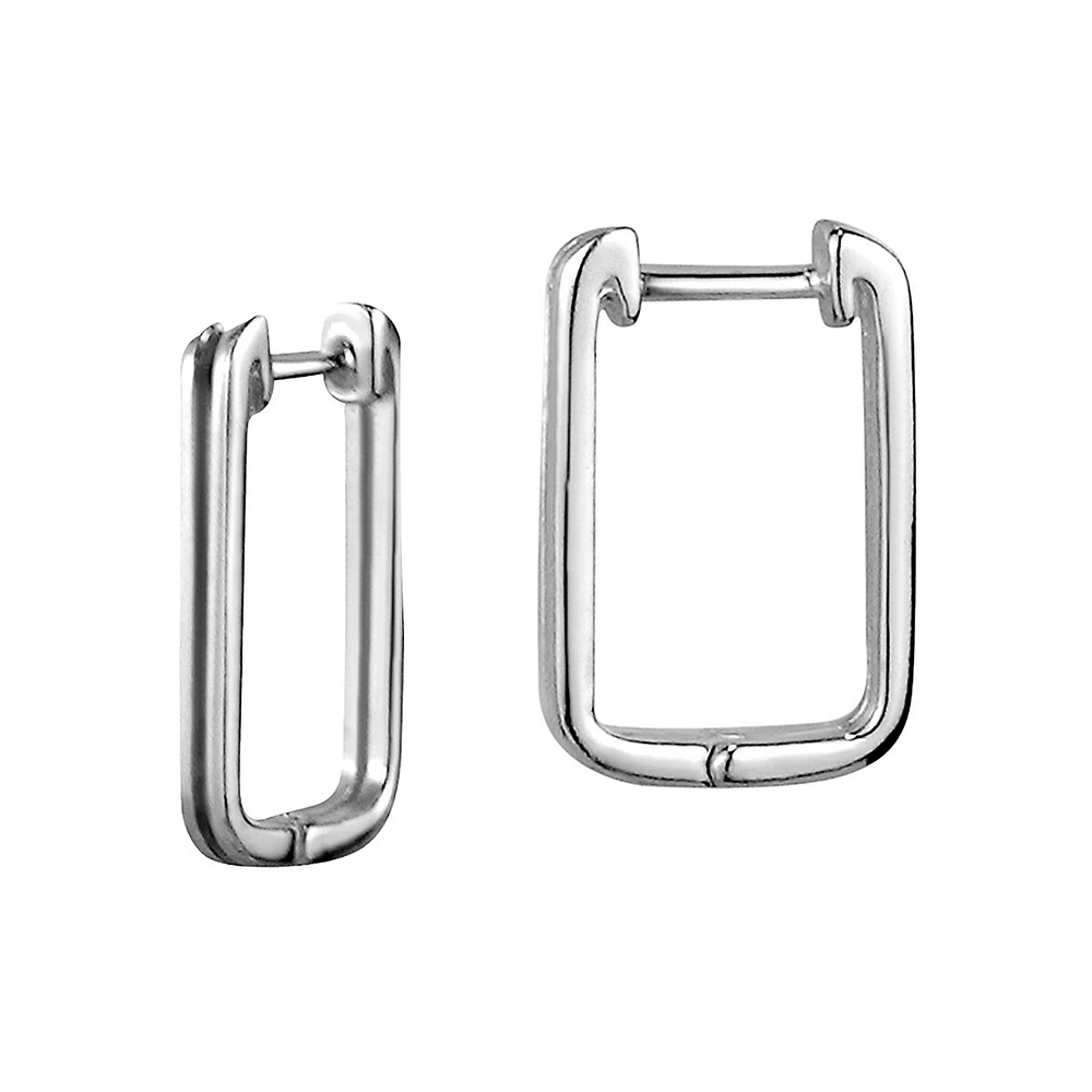 Sterling Silver Double Rectangular Huggies