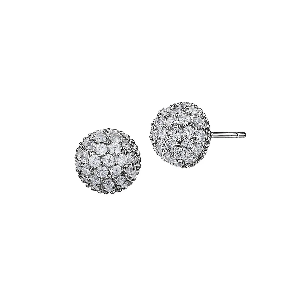 Sterling Silver & Cubic Zirconia Domed Studs