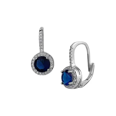 Sterling Silver & Cubic Zirconia Oval Halo Drop Earrings