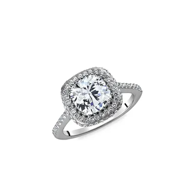 Sterling Silver & Cubic Zirconia Large Halo Ring
