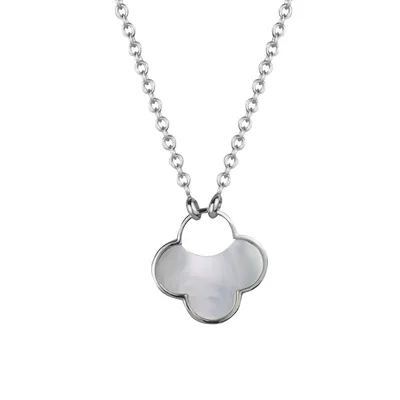 Sterling Silver & Mother-Of-Pearl Clover Pendant Necklace