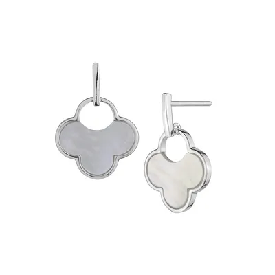 Sterling Silver & Mother-Of-Pearl Clover Earrings