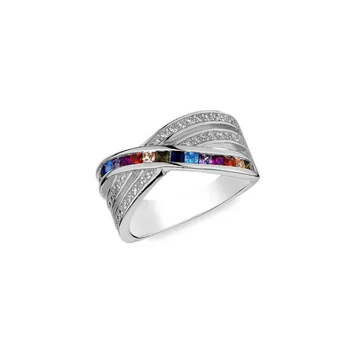 Sterling Silver & Cubic Zirconia Rainbow Ring