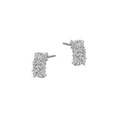 Sterling Silver & Cubic Zirconia Rectangular Stud Earrings