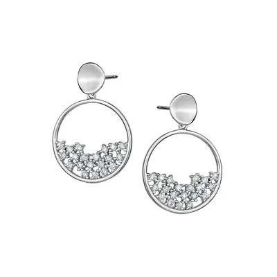 Sterling Silver & Cubic Zirconia Circle Drop Earrings