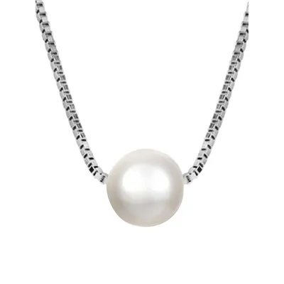 Sterling Silver Freshwater Pearl 6-6.5MM Slider Necklace