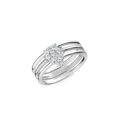 Sterling Silver 3-Piece Stackable Cubic Zirconia Ring Set