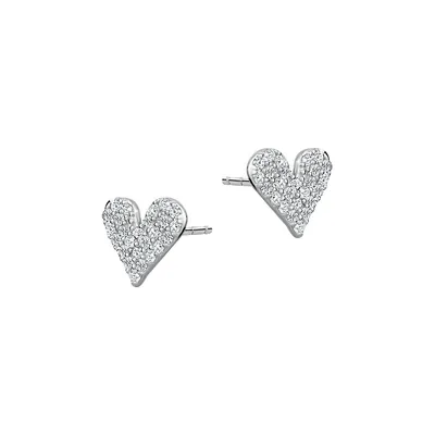 Sterling Silver & Cubic Zirconia Heart Stud Earrings
