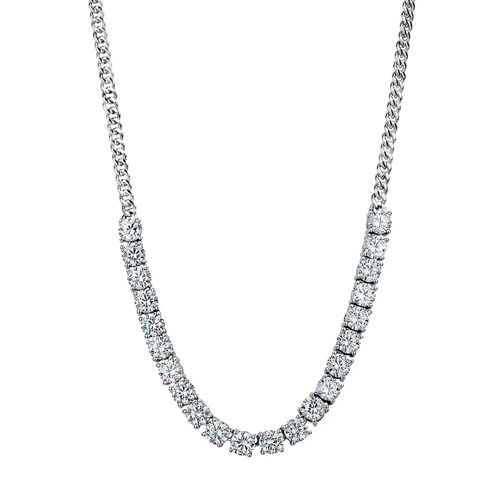 Sterling Silver & Large Round Cubic Zirconia Necklace