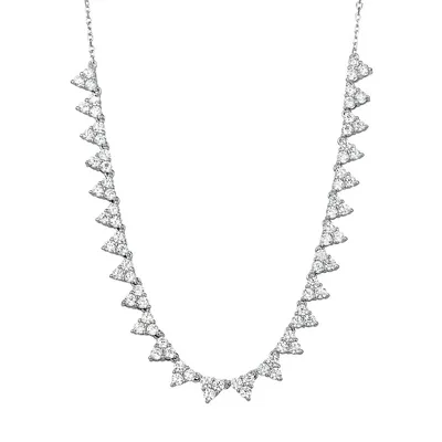 Sterling Silver & Large Multiple Triangle Cubic Zirconia Necklace