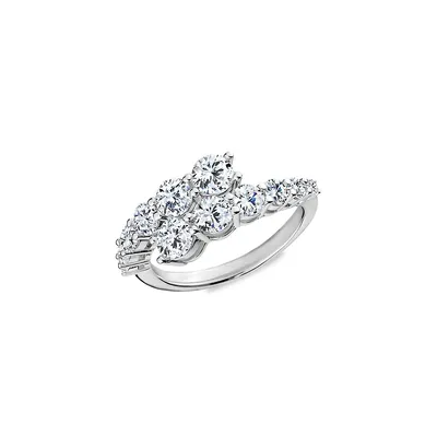 Sterling Silver & Gradiating Cubic Zirconia Bypass Ring