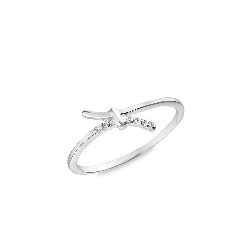 Bague en décalé en argent sterling avec petits zircons cubiques