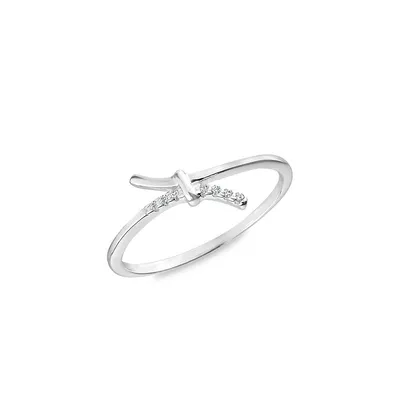 Sterling Silver & Small Cubic Zirconia Bypass Ring