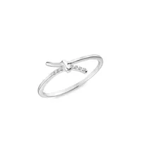 Sterling Silver & Small Cubic Zirconia Bypass Ring