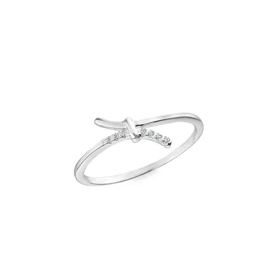 Sterling Silver Small Cubic Zirconia Bypass Ring