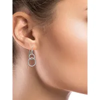 Sterling Silver & Cubic Zirconia Interlocking Circle Drop Earrings