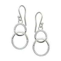 Sterling Silver & Cubic Zirconia Interlocking Circle Drop Earrings