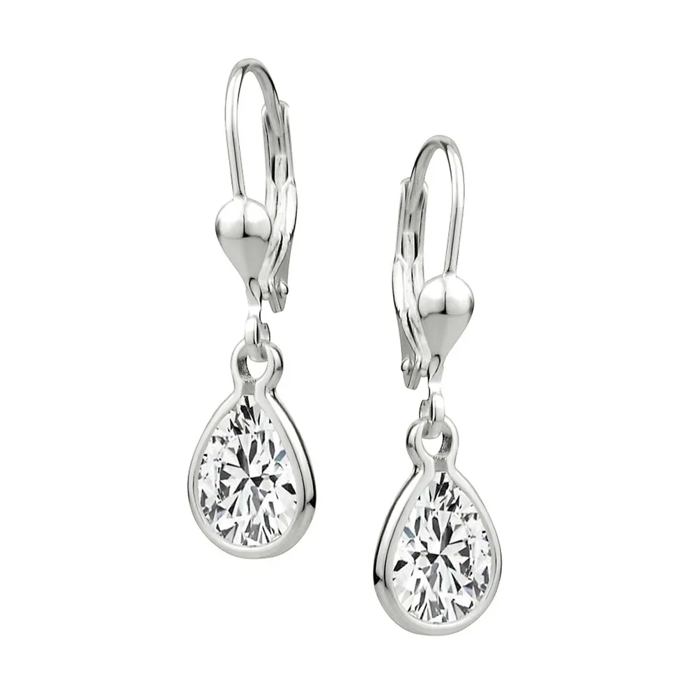 Sterling Silver & Pear Cubic Zirconia Drop Earrings