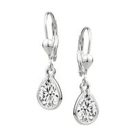 Sterling Silver & Pear Cubic Zirconia Drop Earrings